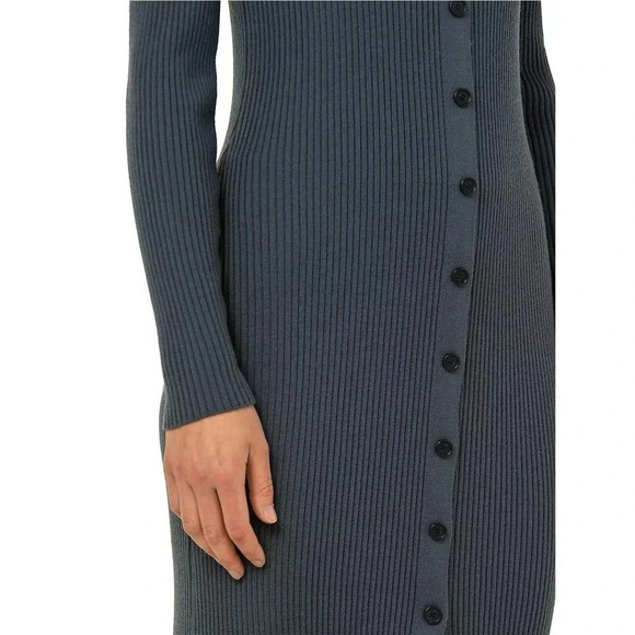 NWOT $1990 AKRIS Long Ribbed Cardigan Sweater - Collared Dress Virgin Wool - Picture 4 of 11